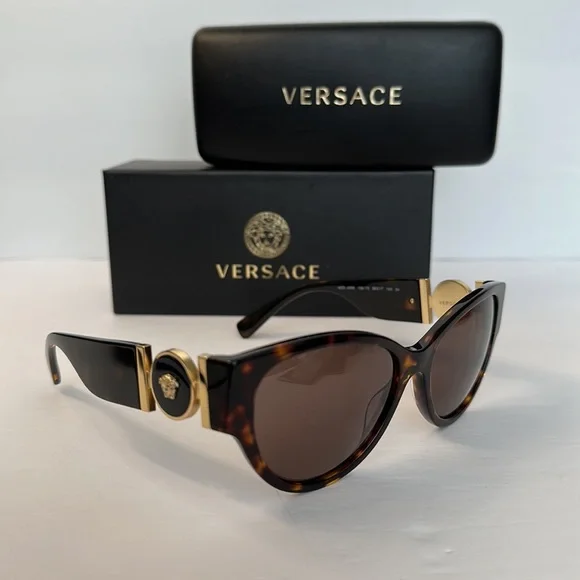 VERSACE Ladies Transparent Brown Cat-Eye Sunglasses